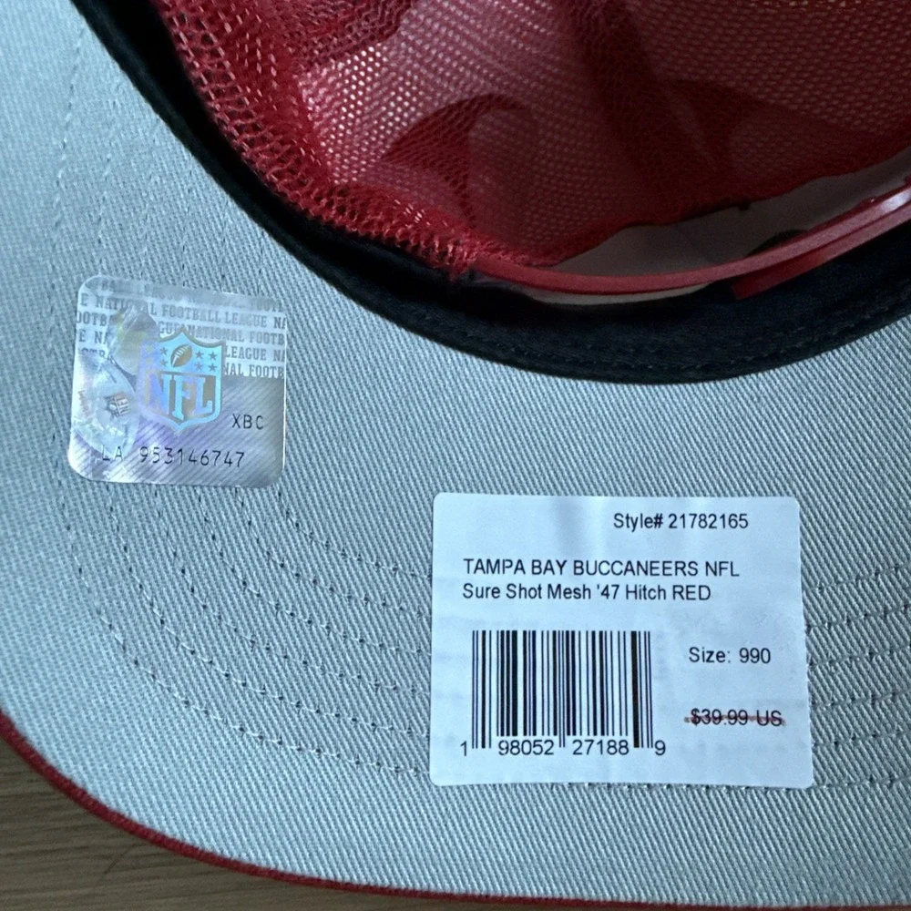 Tampa Bay Buccaneers '47‎ Brand Hitch Adjustable Red Mesh Hat Cap NFL Football